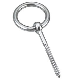 Eye Bolt with Wood Thread and Ring 10 x 100 1 Piece Stainless Steel A4 Ring Bolt with Wood Thread Eye Screws with Wood Thread - NIRO, Nirosta, AISI 316