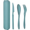 Travel Utensils with Case, Reusable Plastic Cutlery, Wheat Straw Travel