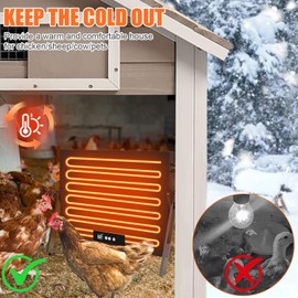 Chicken Coop Heater with Thermal Protector for Winter, Brooder Plate Radiant Heater for Chicken Coop, Metal Panel, 150W Energy Efficient, Precise Temp Control, Ideal for Chick Dog Cat & Small Animals