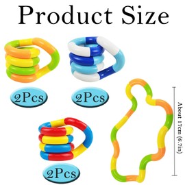 6 Pcs Tangle Fidget Toy, Fidget Toys Adults, Fidget Toys for Kids, Stress Relief Toys Adults Kids Adults for Home Office Sensory Play Fine Motor Skills Development Calming Tool Focus Concentration