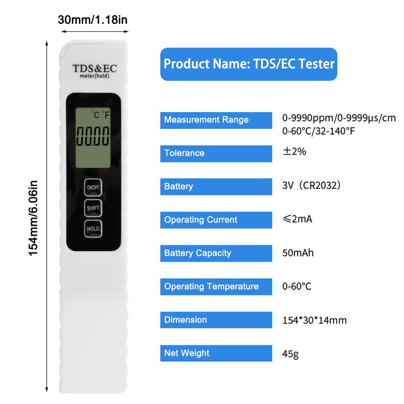 TDS/EC/TEMP Water Quality Tester