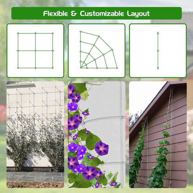 Trellis Wire for Climbing Plants Outdoor, 30 Set Wall Wire