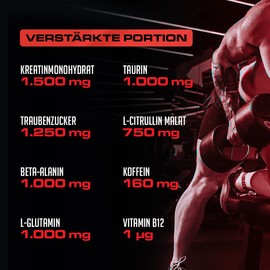 Pre Workout Beast Hardcore Pre Workout Booster with Caffeine, Creatine Monohydrate, Beta Alanine and Glutamine