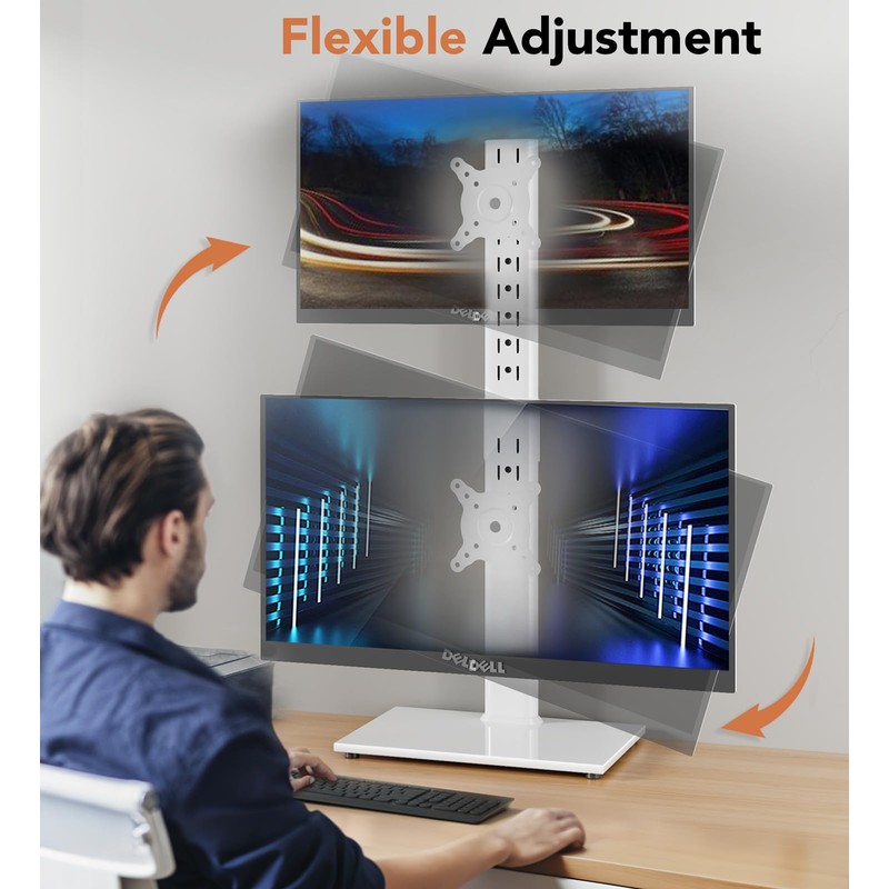 Dual Monitor Stand - Vertical Stack Screen Free-Standing Monitor Riser