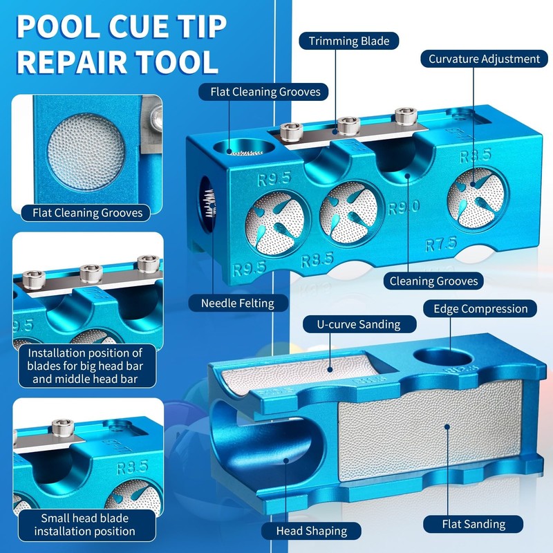 Northlet Pool Cue Tip Shaper, Pool cue Tips Replacement kit,