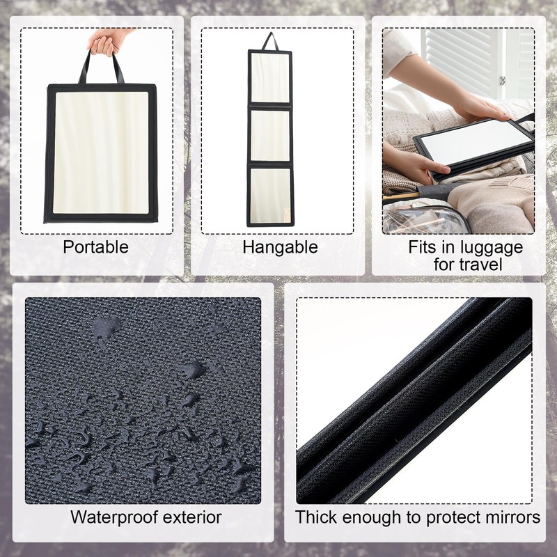 Yalikop Foldable Full Length Travel Mirror, Portable Shatterproof Hanging Mirror,