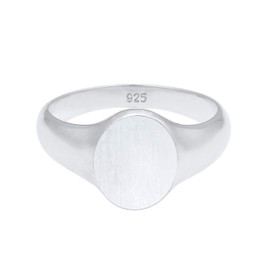 Kuzzoi 0611182118 Men's Signet Ring Oval Matte Solid 12 mm Wide in 925 Sterling Silver Basic Polished Silver Ring for Men in Ring Size 54 - 66, Sterling Silver