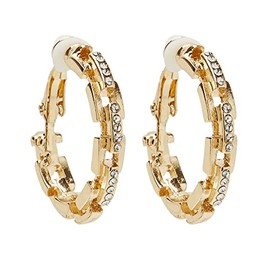 Clip On Hoop Earrings - Gold Plated Small Hoops With Crystals - Dilys