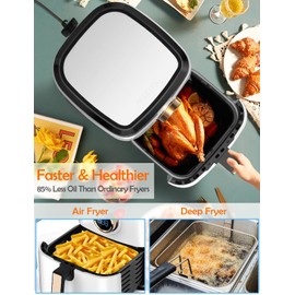 Air Fryer, ALLCOOL Airfryer Oven 8QT Large Air Fryer 1700W 8-in-1 with Touch Screen Air Fryers Dishwasher Safe Nonstick Tray Freidora de Aire 32 Recipes BPA & PFOA Free White Air Fryer