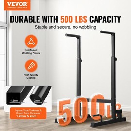 VEVOR Dip Bar, 500 lbs Capacity, Heave Duty Dip Stand Station with Adjustable Height, Fitness Workout Dip Bar Station Stabilizer Parallette Push Up Stand, Parallel Bars for Strength Training Home Gym
