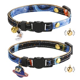 Cat Collar with Quick Release | Collar for Cat with Leather | Handmade | with Bell | Golden Ball | Japanese Design | Adjustable | Pack of 2