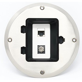 RiteAV Cat6 Shielded Ethernet Coax Cable TV Floor Box - Stainless Steel