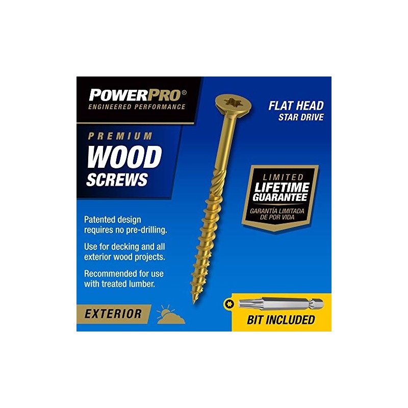 Power Pro - Tornillos de madera exteriores de primera calidad,