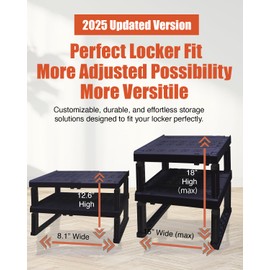 Piffny Adjustable Lokcer/Cabinet Organizer Shelf， Adjustable Width and Height, Ideal Locker for School, Office, and Gym Lockers… (Black 2 Pack New Version)