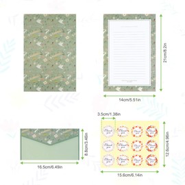 Vicloon Stationery Paper and Envelopes Set, 36Pcs Letter Paper Stationery Paper with 18 Envelopes and 36 Label Seal Stickers Stationery Letter Writing Sets Gifts Invitation Engagement