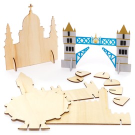 Baker Ross PJ157 London Landmarks Wooden Model Kit for - Pack of 6, British Souvenir Crafts for Kids