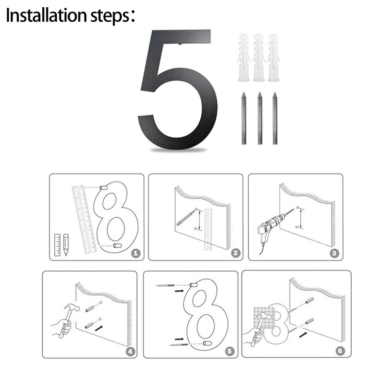 Meision House Number Anthracite Stainless Steel House Number RAL 7016