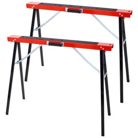 Saw Horses 2 Pack, Portable Folding Sawhorse Bench, Heavy Duty Sawhorse with Non-slip Work Table Surface & Fast Open Legs, Work Stand Saw Horse with handle for Garage, Workshop, Fully Assembled