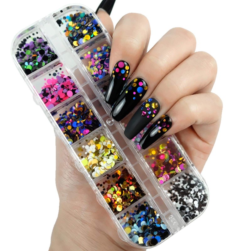 Glitter Sequins Set, Assorted Round Thin Shiny Foil Flakes Art