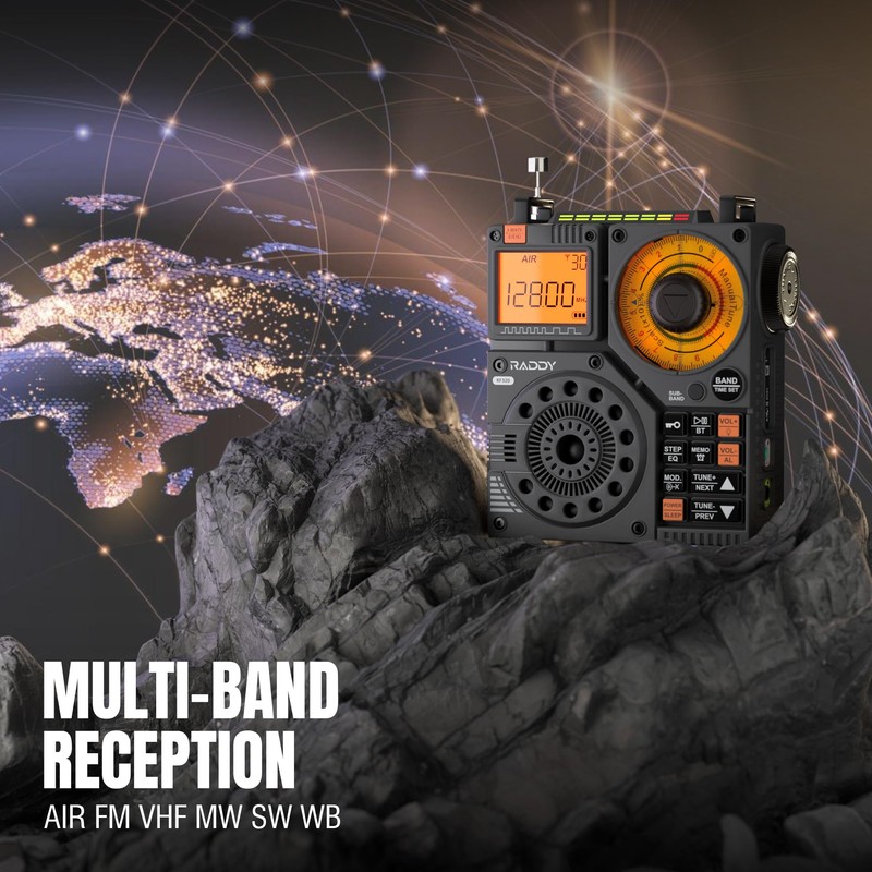 Raddy RF320 APP Control Shortwave Radio, AIR/FM/AM/VHF/SW/WB Receiver, Portable Radio