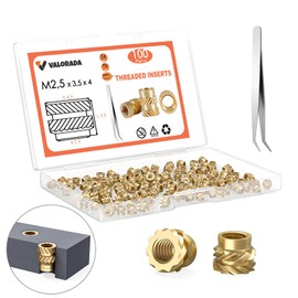 M2.5 Threaded Inserts - 100 Pieces M2.5x4x3.5 Brass Heat Set Insert for Plastic Parts - Metric knurled Nuts - Insert by Heat into 3D Printing Components