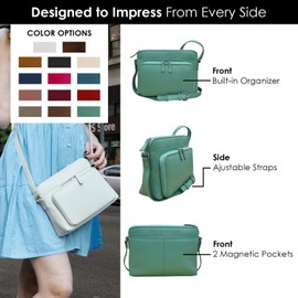 ili New York Genuine Leather Crossbody Bags for Women - Premium RFID Blocking Shoulder Bag Organizer with Adjustable Strap