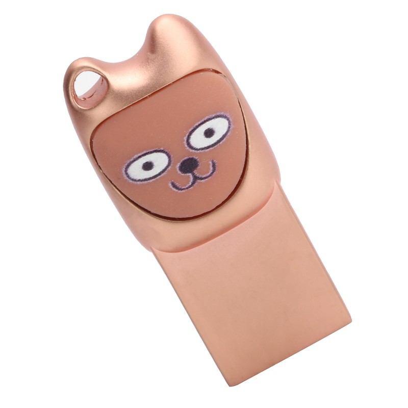 U Disk USB2.0 Memory Metal Flash Drive Cartoon 2‑in‑1 with