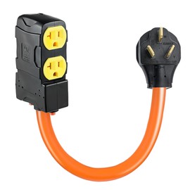 SURIEEN NEMA 10-50P to 4X 5-15R 5-20R T-Blade Household with Circuit Breaker, 1.5FT 3 Prong 220 to 110 Adapter Plug, 50 Amp Male Plug to 20 Amp Socket STW 10AWG/4C, 220/250V, ETL Listed
