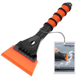 TidyBliss Ice Scraper for Car Windshield, 5 inches Wide TPU Blade, Frost Remover with Ergonomic Foam Grip for SUV Truck Glass Window (Orange)