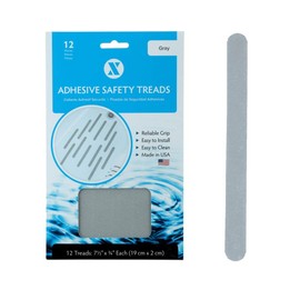 SlipX Solutions Adhesive Non-Slip Safety Treads for Bathtubs, Showers, Pools, Boats, Stairs & More (12 Pieces, Reliable Grip, 7.5 x .75 inch, Gray)