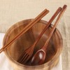 DFsucces Spoon Fork Cutlery Set, 4 Pieces, Natural Wood, Length