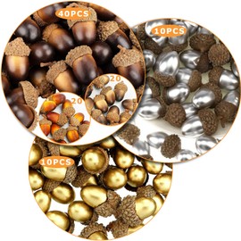 60Pack Artificial Acorns with Natural Acorn Cap Fake Natural Acorns Decoration Mixed 4 colors for Crafts Simulation Mini Acorn for Autumn Thanksgiving Decoration Christmas Tree DIY Wedding House Decor