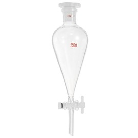 PATIKIL 250ml Conical Separating Funnel, Borosilicate Glass Heavy Wall Lab Separatory Funnel with 24/29 Joints and PTFE Stopcock for Titration Extraction