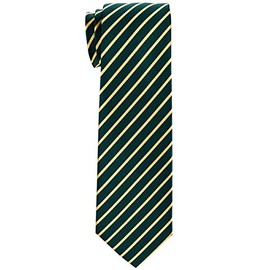 Retreez Thin Regimental Striped Woven Boy's Tie (8-10 years) - Green with Gold Stripe