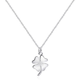 Teppdfann Four Leaf Clover Necklace for Women – Dainty Silver Clover Necklace with Leaf Pendant, Simple Four Leaf Clover Jewelry for Lucky Gift