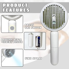 3-in-1 Steam Brush for Cats & Dogs – Hair Removal Comb with One-Click Release & Water Spray – Grooming Brush for Shedding, Long/Short Hair (white)