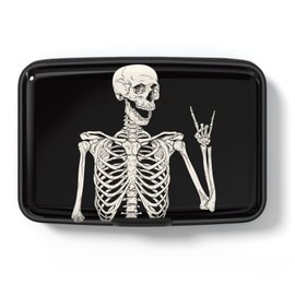 Hsxnam Credit Card Holder Wallet, Small RFID Metal Wallet Credit Cards Holder Pocket Business Card ID Case for Women Men, OK Skull
