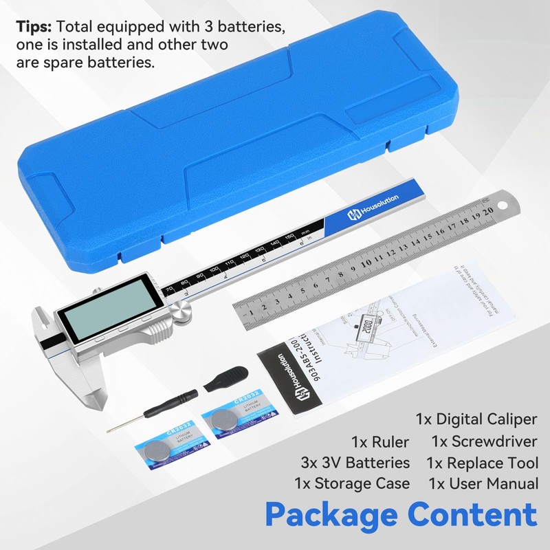 Housolution Digital Caliper, 6 Inch Vernier Caliper with Large LCD