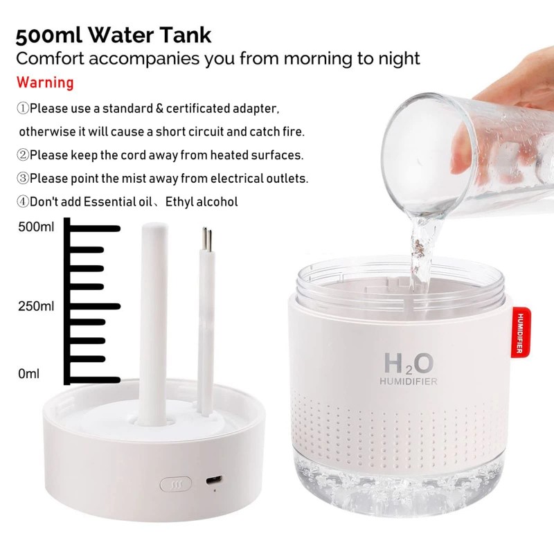 MOVTIP Portable Mini Humidifier, 500ml Small Cool Mist Humidifier, USB