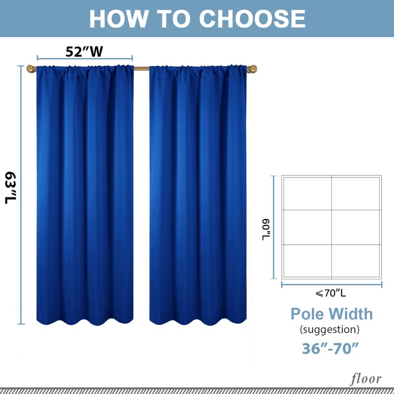 Diraysid Royal Blue Blackout Curtains for Bedroom and Living Room