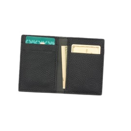 Arbor Trading Post Handcrafted Italian Leather Slim Bifold Card Holder Bifold Wallet (Black Pebble)