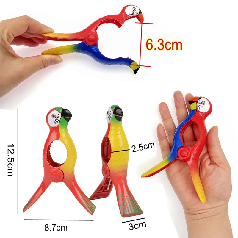 JZK 4x Parrot style novelty beach towel pegs for sun