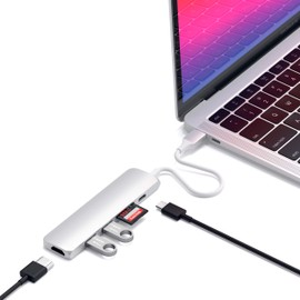 Satechi USB C Hub Multiport Adapter Slim V2, USB C Docking Station with 4K HDMI, 60W USB C PD Charging, 2 USB-A, Micro/SD Card Readers, for MacBook Pro/Air M1 M2 M3, Windows - Silver