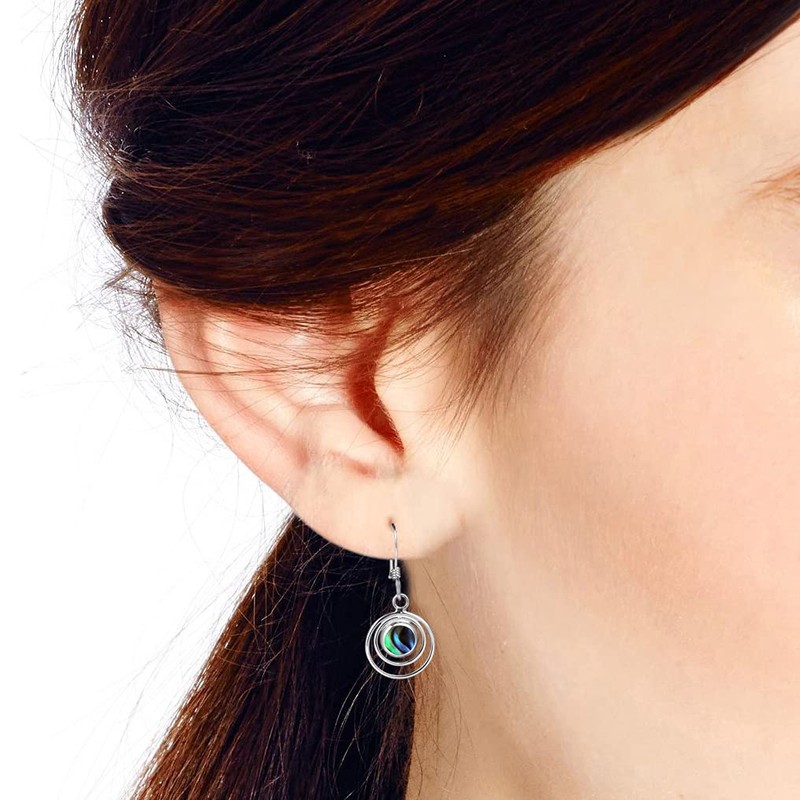 Cascading Orbits Abalone Shell .925 Sterling Silver Dangle Earrings