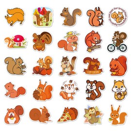 50 Pieces Squirrel Stickers Car Laptop Phone Guitar Skateboard Motorcycle Bicycle The Squirrel Cute Animal Stickers Set Vinyl Waterproof Aesthetic Stickers for Teenagers Children Adults
