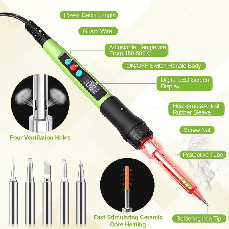 Soldering Iron Kit, 100W LED Digital Solder Gun kits with