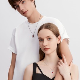 Angel and Devil Couples Necklace 925 Sterling Silver Couple Matching Necklace Her Him Silver Angel and Black Devil Wings Pendant Matching Jewelry Gifts for Couple Friends Valentine's Day