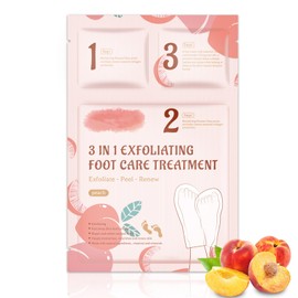 Foot Peel Mask With Peach Extract - Foot Mask For Hard Skin & Calluses - 3-In-1 Foot Care For Exfoliation, Moisturizing & Renewal - Natural Formula For Soft & Smooth Feet