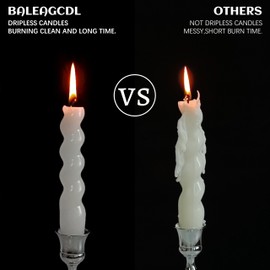 Dripless Short Spiral Candles Crystal White Taper Candles 7.5 Inch Smokeless Twisted Candlesticks Unscented Handmade Candle Sticks 4PCS for Romantic Dinner Wedding Holiday Decoration