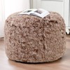 HIGOGOGO Round Stuffed Pouf Ottoman, Long Faux Fur Poufs with